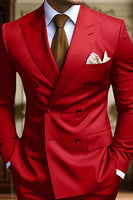 Load image into Gallery viewer, Peaked Lapel 2 Pieces Double Breasted Black Prom Suits