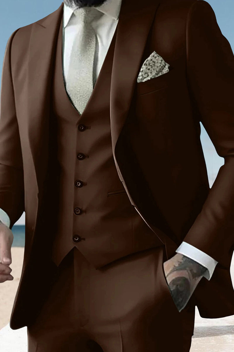 Load image into Gallery viewer, 3 Pieces Sage Peaked Lapel Classic Men's Prom Suits