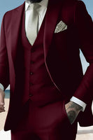 Load image into Gallery viewer, 3 Pieces Sage Peaked Lapel Classic Men's Prom Suits