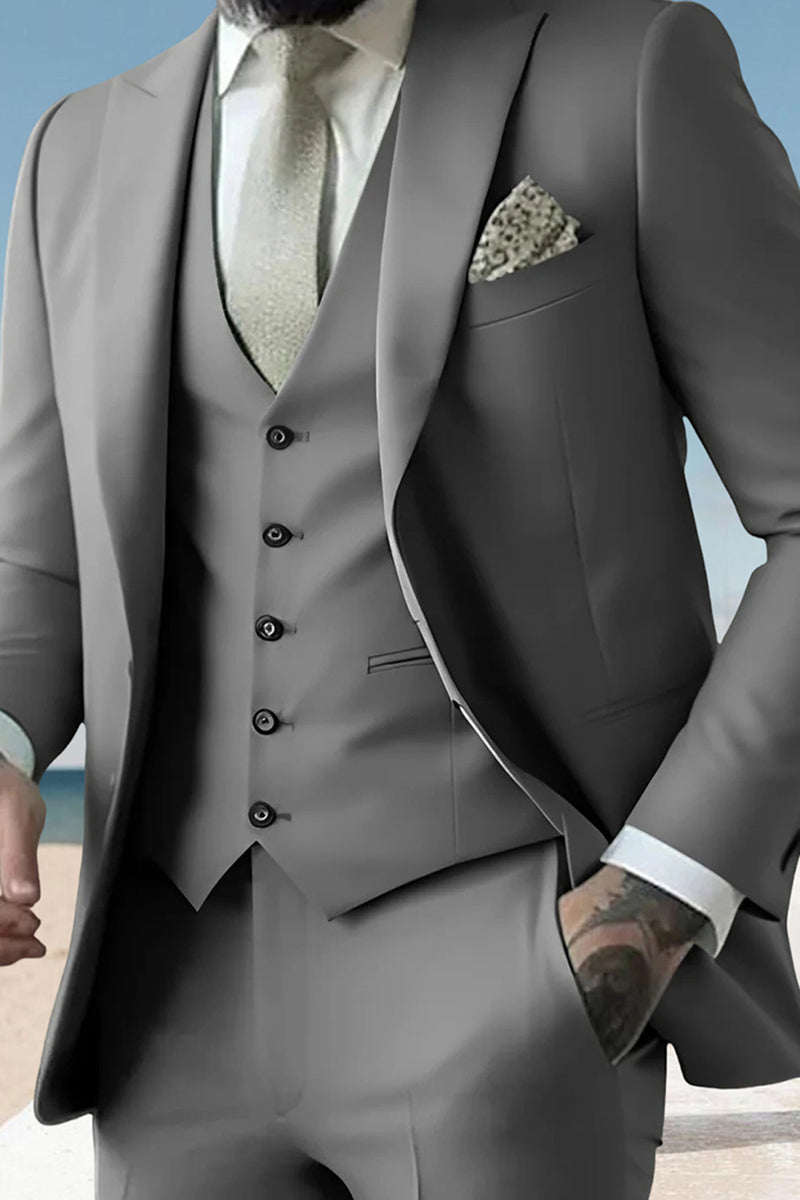 Load image into Gallery viewer, 3 Pieces Sage Peaked Lapel Classic Men's Prom Suits