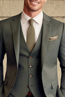 Load image into Gallery viewer, Notched Lapel Dark Green Single Breasted 3 Pieces Men's Prom Suits