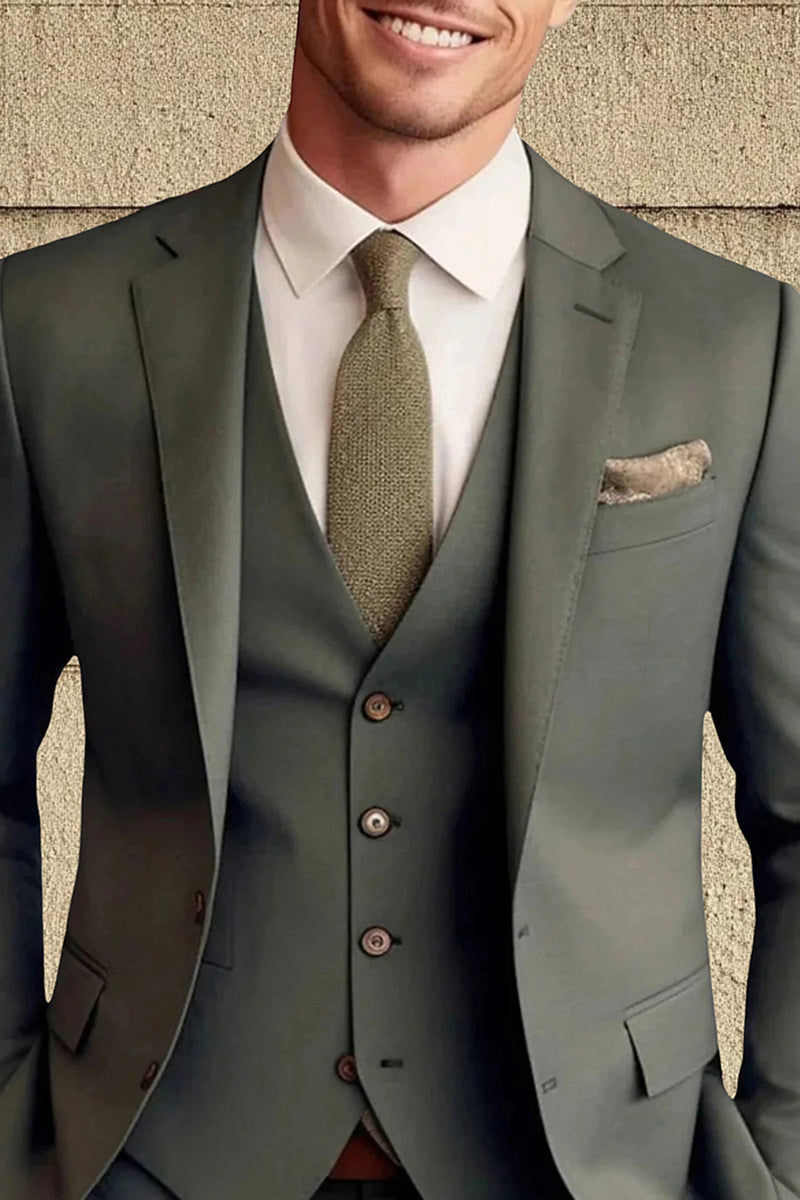 Load image into Gallery viewer, Notched Lapel Dark Green Single Breasted 3 Pieces Men's Prom Suits
