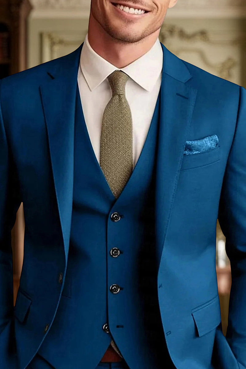 Load image into Gallery viewer, Notched Lapel Dark Green Single Breasted 3 Pieces Men's Prom Suits