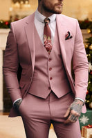 Load image into Gallery viewer, Pink Notched Lapel 3 Pieces Silm Fit Men's Prom Suits