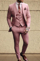 Load image into Gallery viewer, Pink Notched Lapel 3 Pieces Silm Fit Men's Prom Suits