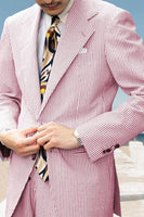 Load image into Gallery viewer, Notched Lapel Stripe Light Blue 2 Pieces Men's Prom Suits