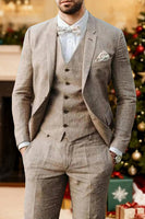 Load image into Gallery viewer, Notched Lapel Silm Fit 3 Pieces Khaki Men's Prom Suits