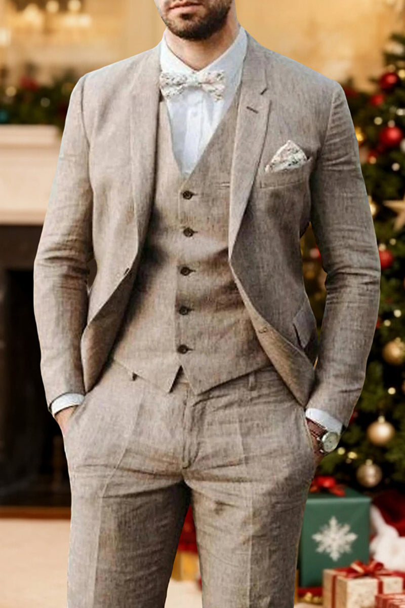 Load image into Gallery viewer, Notched Lapel Silm Fit 3 Pieces Khaki Men's Prom Suits