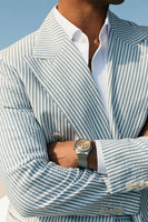 Load image into Gallery viewer, Peaked Lapel 2 Pieces Stripe Green Men's Prom Suits