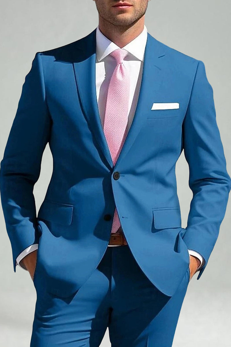 Load image into Gallery viewer, Notched Lapel Single Breasted 2 Pieces Sky Blue Men's Prom Suits