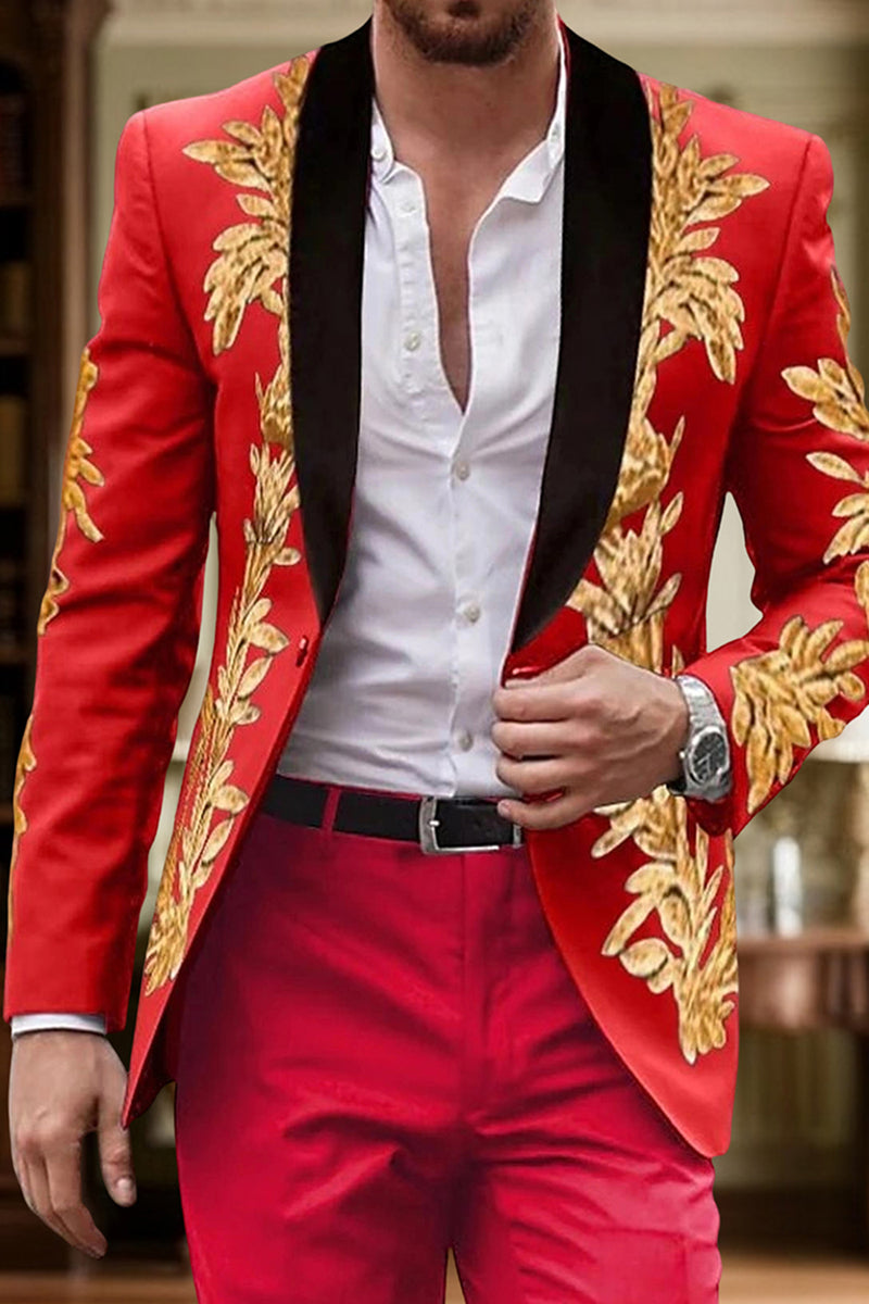 Load image into Gallery viewer, Shawl Lapel Applique 2 Pieces Purple Men's Prom Suits