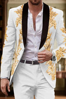 Load image into Gallery viewer, Shawl Lapel Applique 2 Pieces Purple Men's Prom Suits