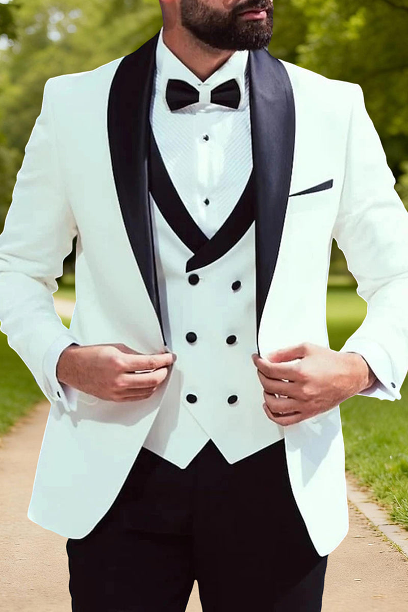 Load image into Gallery viewer, Classic 3 Pieces Shawl Lapel White Men's Wedding Suits