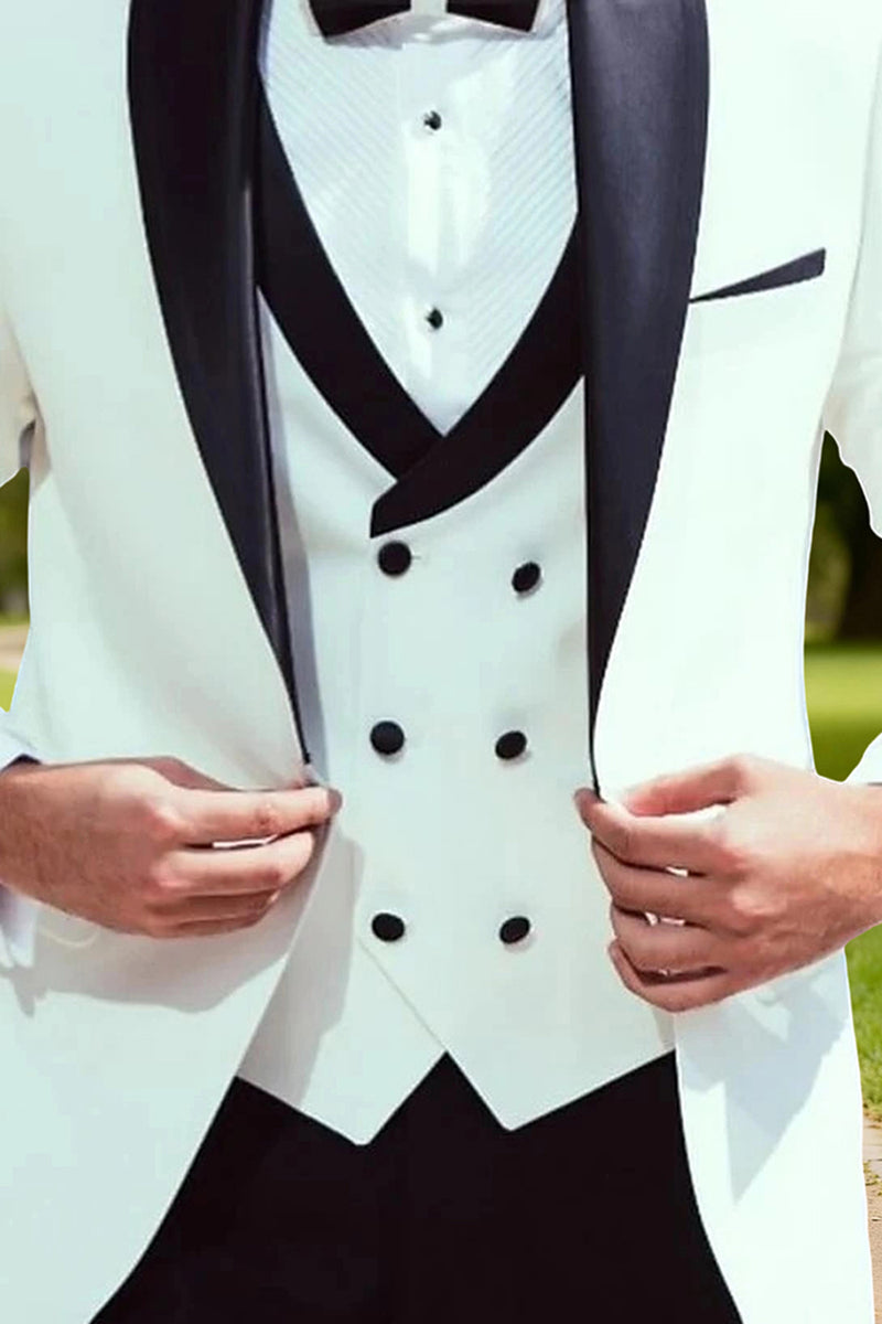 Load image into Gallery viewer, Classic 3 Pieces Shawl Lapel White Men's Wedding Suits
