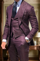 Load image into Gallery viewer, Peaked Lapel Silm Fit 3 Pieces Black Men's Prom Suits