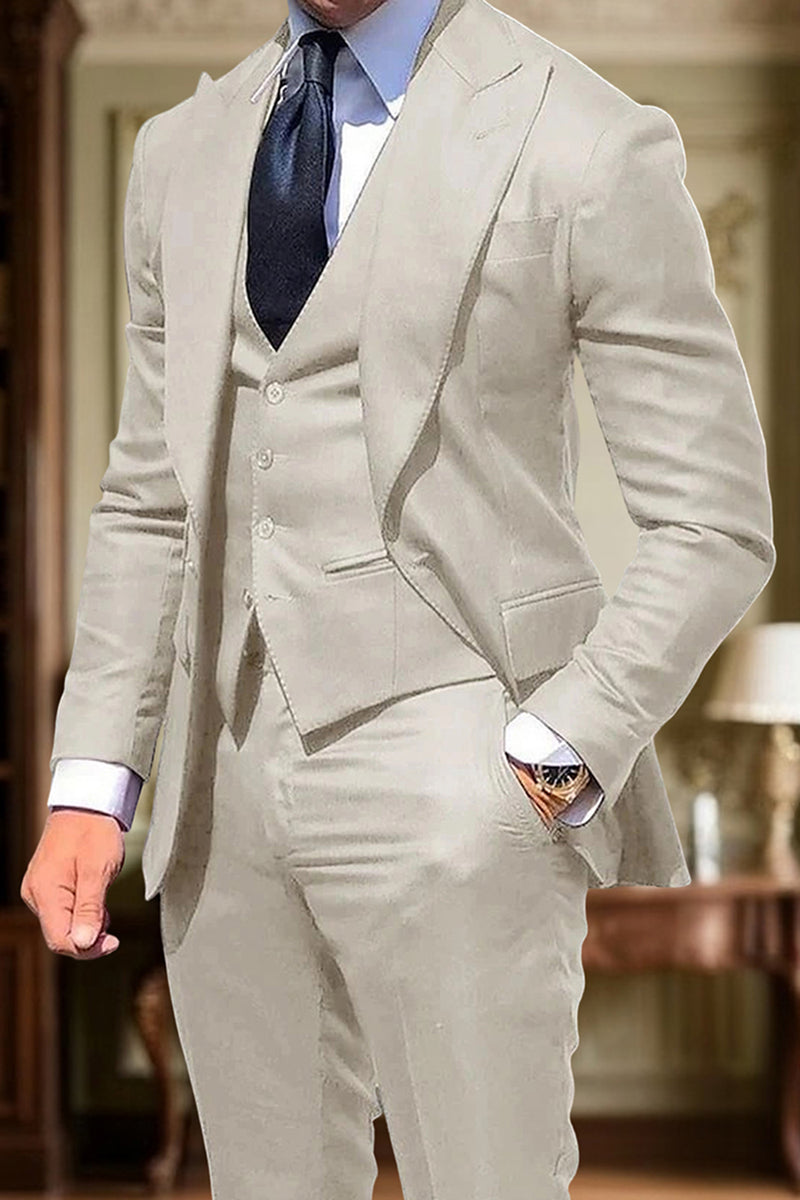 Load image into Gallery viewer, Peaked Lapel Silm Fit 3 Pieces Black Men's Prom Suits