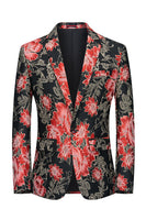Load image into Gallery viewer, Pink Flower Jacquard Notched Lapel Men's Blazer