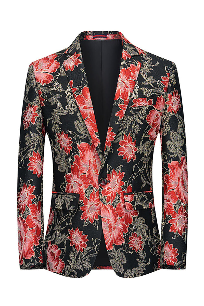Load image into Gallery viewer, Pink Flower Jacquard Notched Lapel Men's Blazer