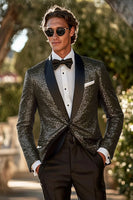 Load image into Gallery viewer, Sparkly Sequins Shawl Lapel Black 2 Pieces Men Prom Suits with One Button