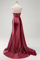 Load image into Gallery viewer, Navy Mermaid V Neck Corset Beaded Prom Dress with Slit