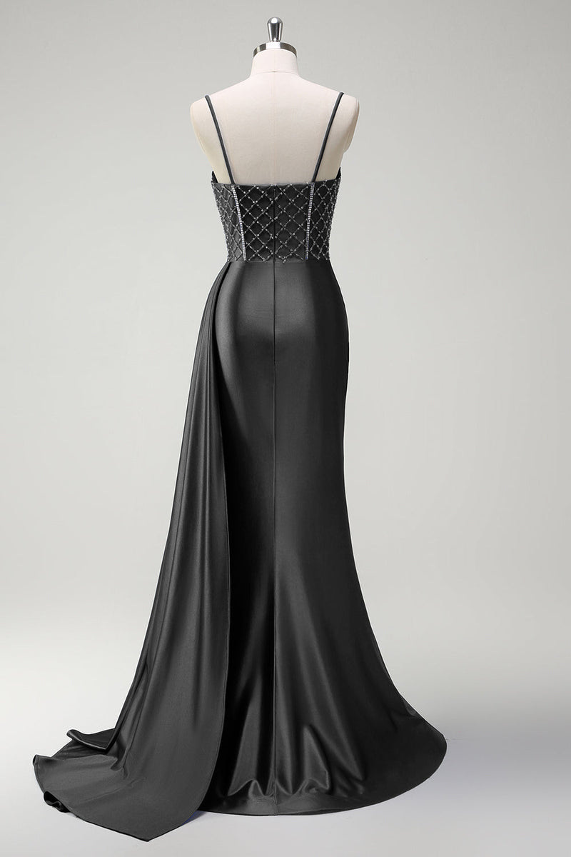 Load image into Gallery viewer, Sparkly Royal Blue Mermaid Corset Satin Long Prom Dress