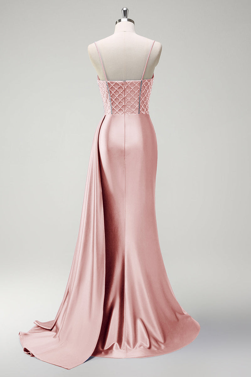 Load image into Gallery viewer, Sparkly Royal Blue Mermaid Corset Satin Long Prom Dress