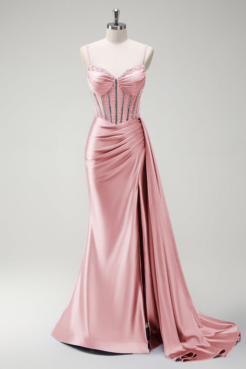 Load image into Gallery viewer, Sparkly Royal Blue Mermaid Corset Satin Long Prom Dress