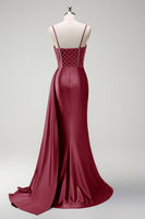 Load image into Gallery viewer, Sparkly Royal Blue Mermaid Corset Satin Long Prom Dress