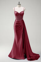 Load image into Gallery viewer, Sparkly Royal Blue Mermaid Corset Satin Long Prom Dress