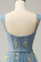 Load image into Gallery viewer, Champagne Tulle A Line Prom Dress with Embroidered