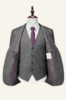 Load image into Gallery viewer, Grey Plaid 3 Piece Notched Lapel Men's Wedding Suits