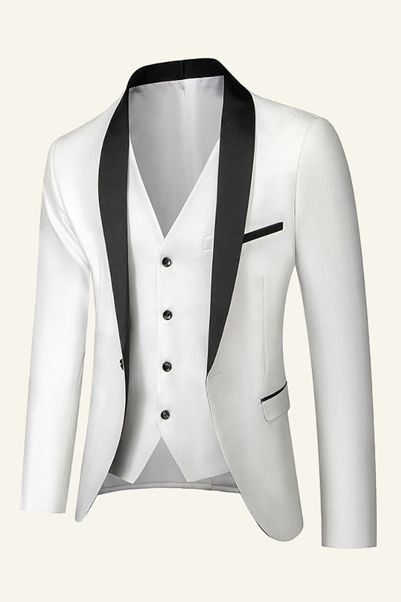 Load image into Gallery viewer, Dark Blue Shawl Lapel 3 Piece Men's Wedding Suits