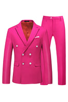 Load image into Gallery viewer, Hot Pink Double Breasted 2 Piece Prom Men Suits