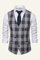 Load image into Gallery viewer, Lapel Brown Men's Check Vest