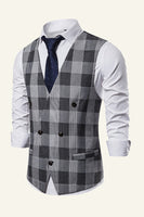Load image into Gallery viewer, Lapel Brown Men's Check Vest