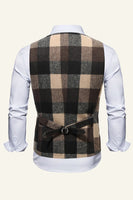 Load image into Gallery viewer, Lapel Brown Men's Suit Check Vest