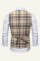 Load image into Gallery viewer, Lapel Brown Men's Suit Check Vest
