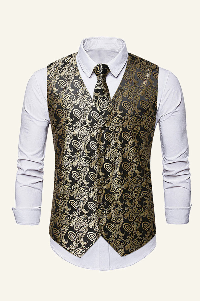 Load image into Gallery viewer, Single Breasted Lapel Gold Men's Vest