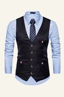 Load image into Gallery viewer, Black Single Breasted Lapel Men's Black Vest