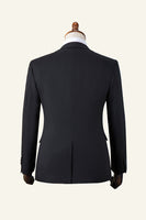Load image into Gallery viewer, Black Peaked Lapel 3-Piece Men's Suit Tuxedo