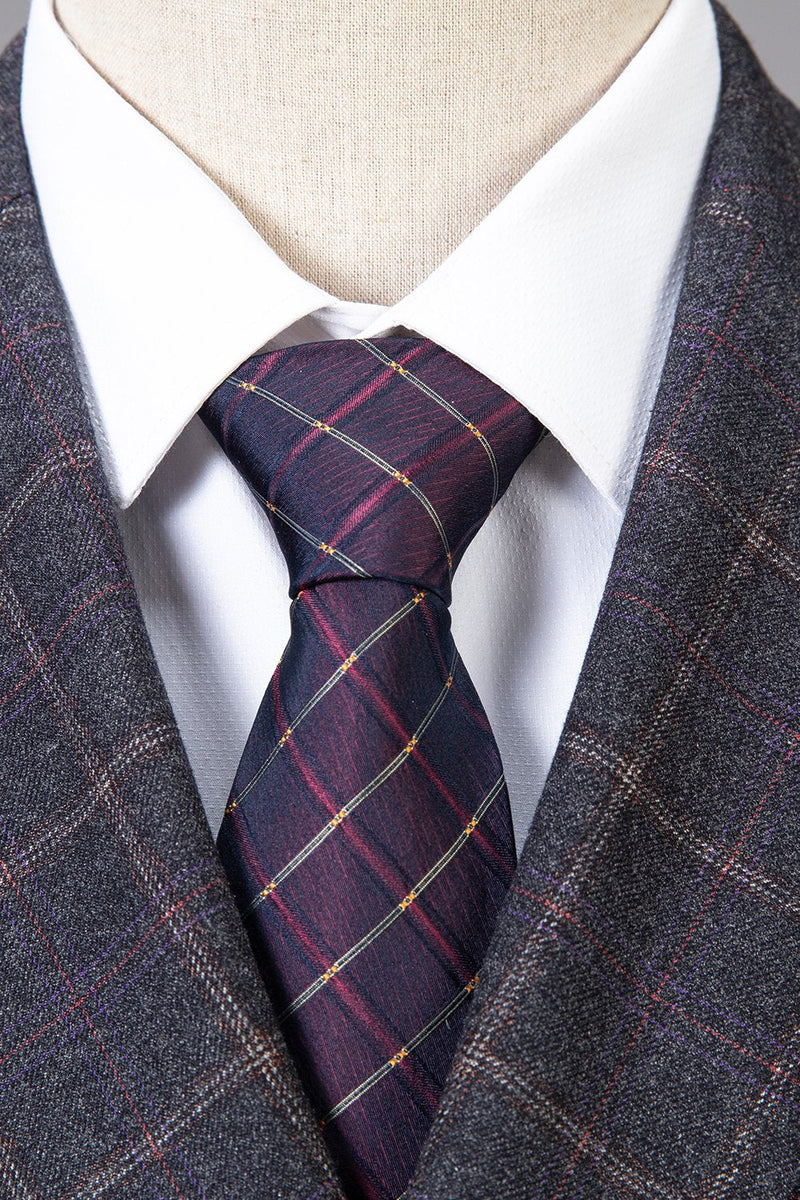 Load image into Gallery viewer, Grey Plaid Double-Breasted 2-Piece Men's Suit