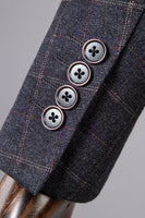 Load image into Gallery viewer, Grey Plaid Double-Breasted 2-Piece Men's Suit