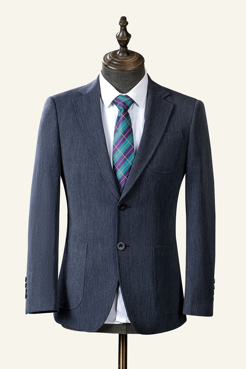 Load image into Gallery viewer, Grey Blue Notched Lapel Classic 3-Piece Men's Suit