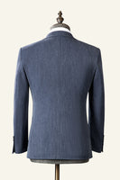 Load image into Gallery viewer, Grey Blue Notched Lapel Classic 3-Piece Men's Suit