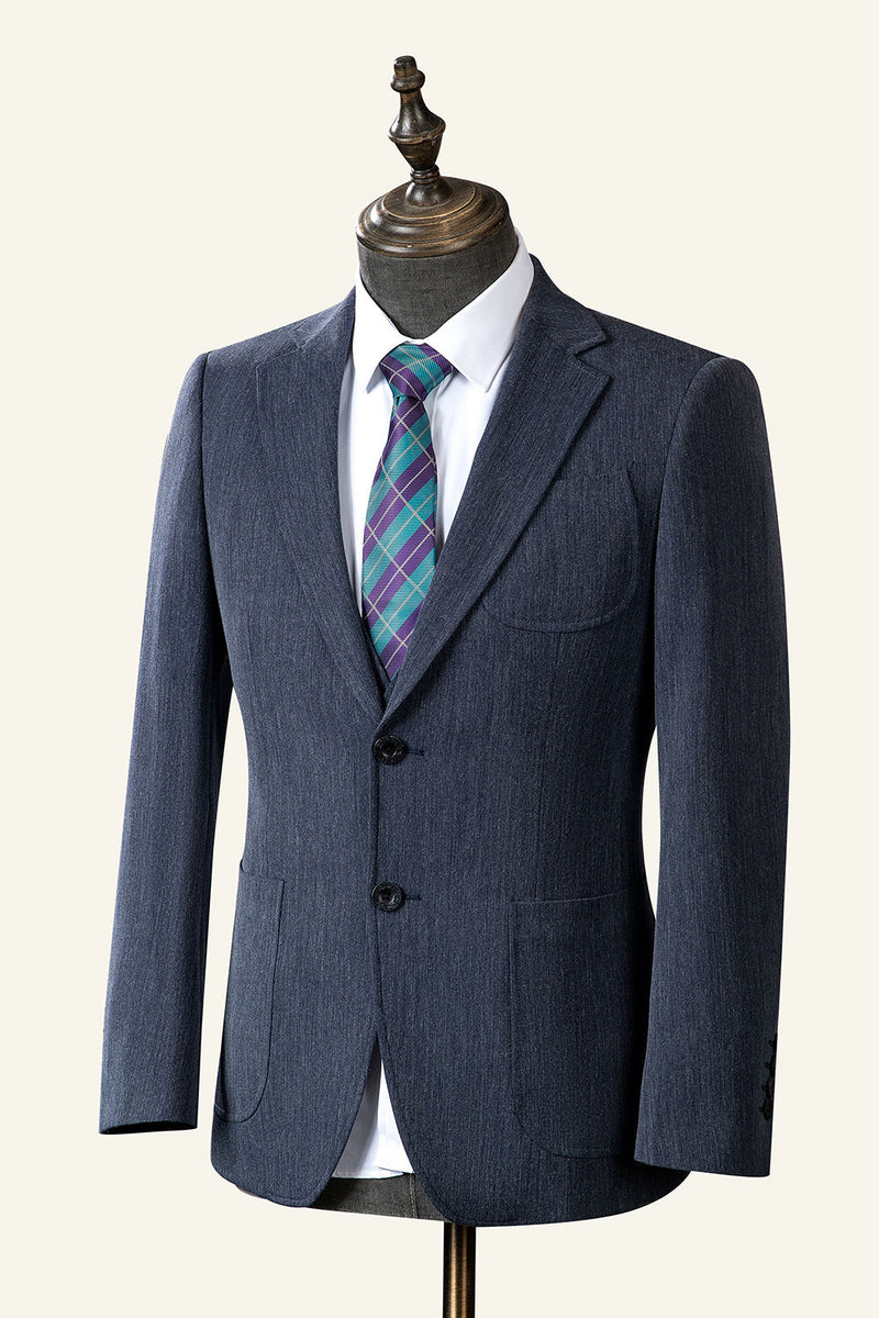 Load image into Gallery viewer, Grey Blue Notched Lapel Classic 3-Piece Men's Suit