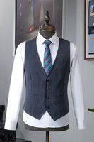 Load image into Gallery viewer, Grey Blue Notched Lapel Classic 3-Piece Men's Suit