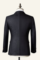 Load image into Gallery viewer, Black Jacquard Double-Breasted 3-Piece Men's Suit