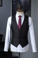 Load image into Gallery viewer, Black Jacquard Double-Breasted 3-Piece Men's Suit