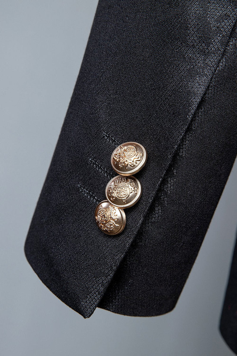 Load image into Gallery viewer, Black Jacquard Double-Breasted 3-Piece Men's Suit