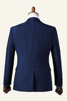 Load image into Gallery viewer, Navy Notched Lapel 3-Piece Men's Suit